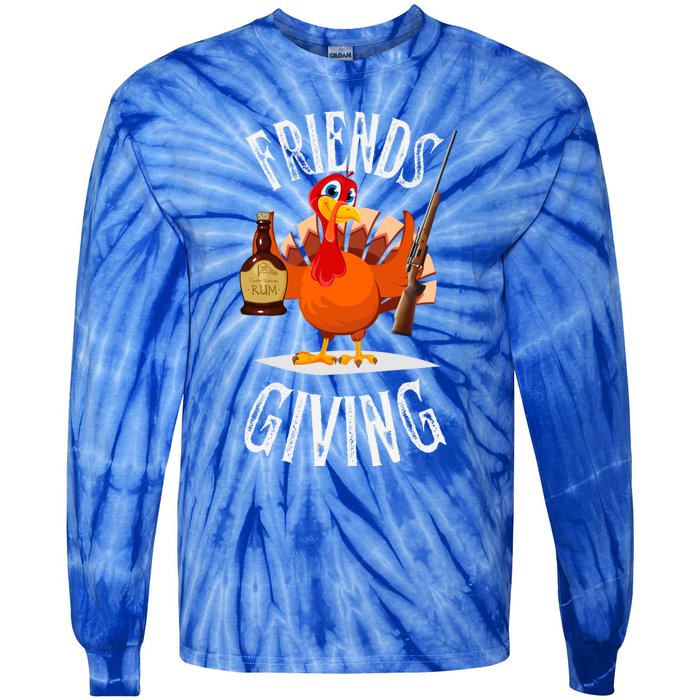 Happy Friendsgiving Turkey Friends Giving Funny Thanksgiving Gift Tie-Dye Long Sleeve Shirt