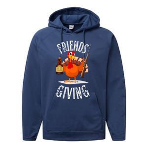 Happy Friendsgiving Turkey Friends Giving Funny Thanksgiving Gift Performance Fleece Hoodie