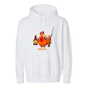 Happy Friendsgiving Turkey Friends Giving Funny Thanksgiving Gift Garment-Dyed Fleece Hoodie