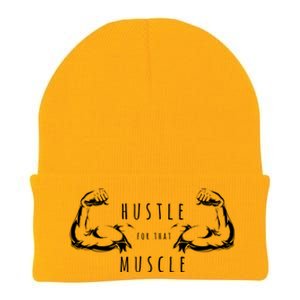 Hustle For That Muscle Funny Workout Gym Work Hard Fitness Cool Gift Knit Cap Winter Beanie