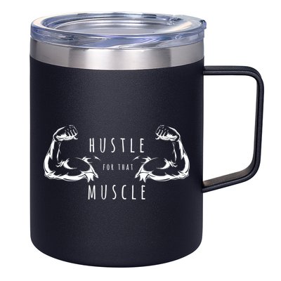 Hustle For That Muscle Funny Workout Gym Work Hard Fitness Cool Gift 12oz Stainless Steel Coffee Mug