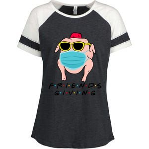 Happy Friendsgiving Turkey Friends Giving Gift Enza Ladies Jersey Colorblock Tee