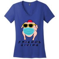 Happy Friendsgiving Turkey Friends Giving Gift Women's V-Neck T-Shirt