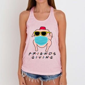 Happy Friendsgiving Turkey Friends Giving Gift Women's Knotted Racerback Tank