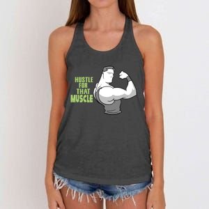 Hustle For That Muscle Gym And Workout Design For Gymgiftgoers Gift Women's Knotted Racerback Tank