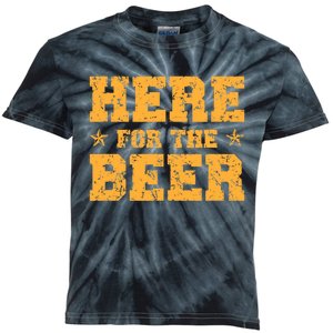 Here For The Beer Funny Drinking College Party Kids Tie-Dye T-Shirt