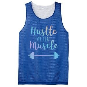 Hustle For That Muscle Gym Barbell Lifting Weights Workout Gift Mesh Reversible Basketball Jersey Tank