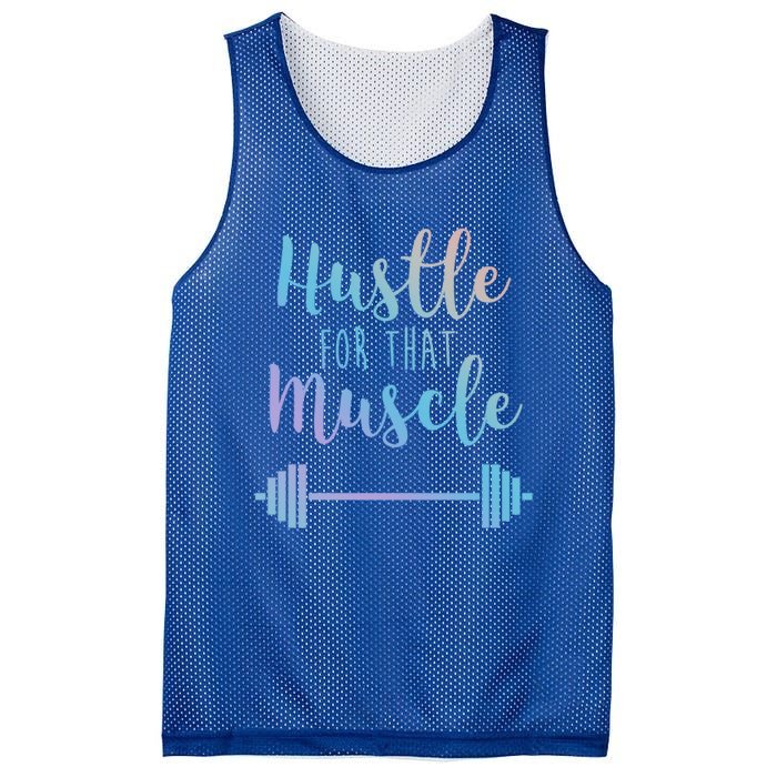 Hustle For That Muscle Gym Barbell Lifting Weights Workout Gift Mesh Reversible Basketball Jersey Tank