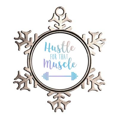 Hustle For That Muscle Gym Barbell Lifting Weights Workout Gift Metallic Star Ornament