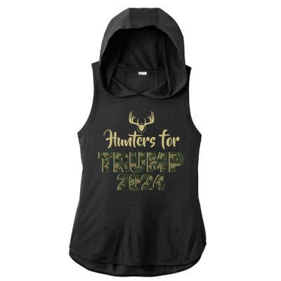 Hunters For Trump 2024 President Camouflage Deer Elk Antlers Gift Ladies PosiCharge Tri-Blend Wicking Draft Hoodie Tank