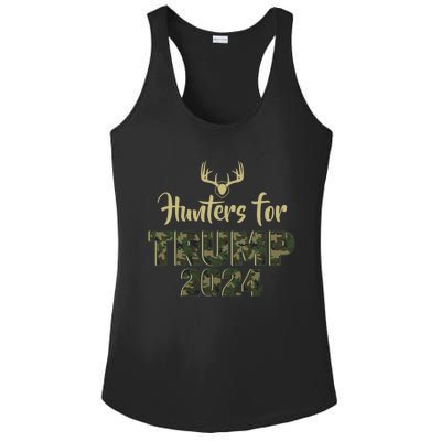 Hunters For Trump 2024 President Camouflage Deer Elk Antlers Gift Ladies PosiCharge Competitor Racerback Tank