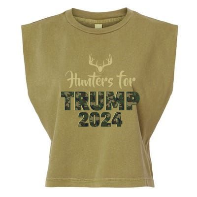 Hunters For Trump 2024 President Camouflage Deer Elk Antlers Gift Garment-Dyed Women's Muscle Tee