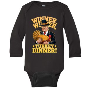 Humor Funny Trump Winner Winner Turkey Dinner Thanksgiving Baby Long Sleeve Bodysuit