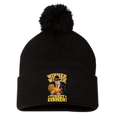 Humor Funny Trump Winner Winner Turkey Dinner Thanksgiving Pom Pom 12in Knit Beanie