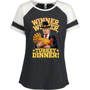 Humor Funny Trump Winner Winner Turkey Dinner Thanksgiving Enza Ladies Jersey Colorblock Tee