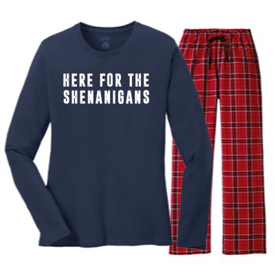 Here For The Shenanigans Women's Long Sleeve Flannel Pajama Set 