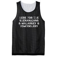 Here For The Shenanigans Malarkey And Tomfoolery St Patrick Mesh Reversible Basketball Jersey Tank