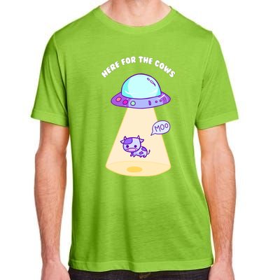 Here For The Cows Moo Alien Space Ship Stars Galaxy Funny Funny Gift Adult ChromaSoft Performance T-Shirt