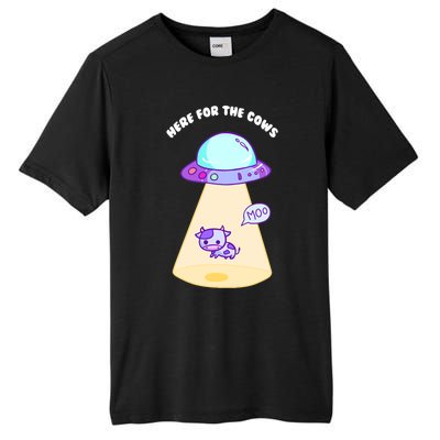 Here For The Cows Moo Alien Space Ship Stars Galaxy Funny Funny Gift Tall Fusion ChromaSoft Performance T-Shirt