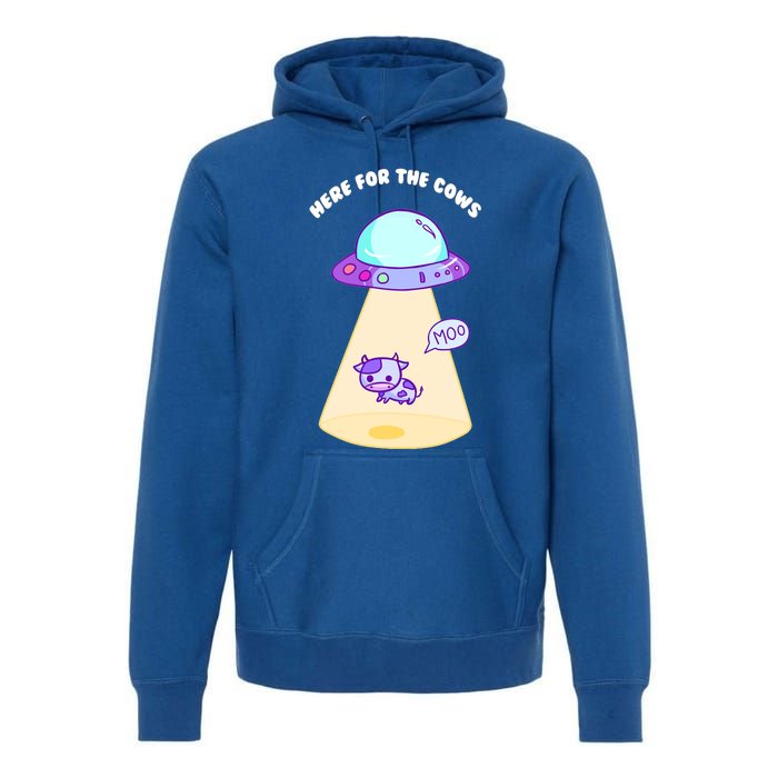 Here For The Cows Moo Alien Space Ship Stars Galaxy Funny Funny Gift Premium Hoodie