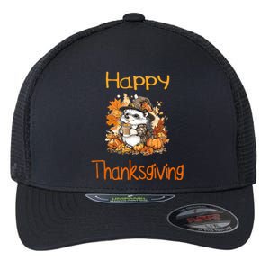 Hedgehog Fall Thanksgiving Happy Thanksgiving Flexfit Unipanel Trucker Cap