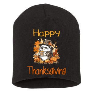 Hedgehog Fall Thanksgiving Happy Thanksgiving Short Acrylic Beanie