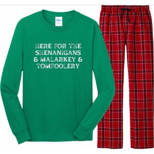 Here For The Shenanigans Malarkey And Tomfoolery St Patrick Long Sleeve Pajama Set