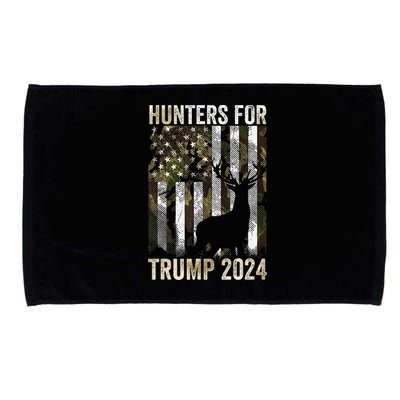 Hunters For Trump 2024 President Camouflage Deer Elk Antlers Microfiber Hand Towel