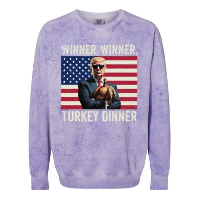 Humor Funny Trump Winner Winner Turkey Dinner Thanksgiving Gift Colorblast Crewneck Sweatshirt