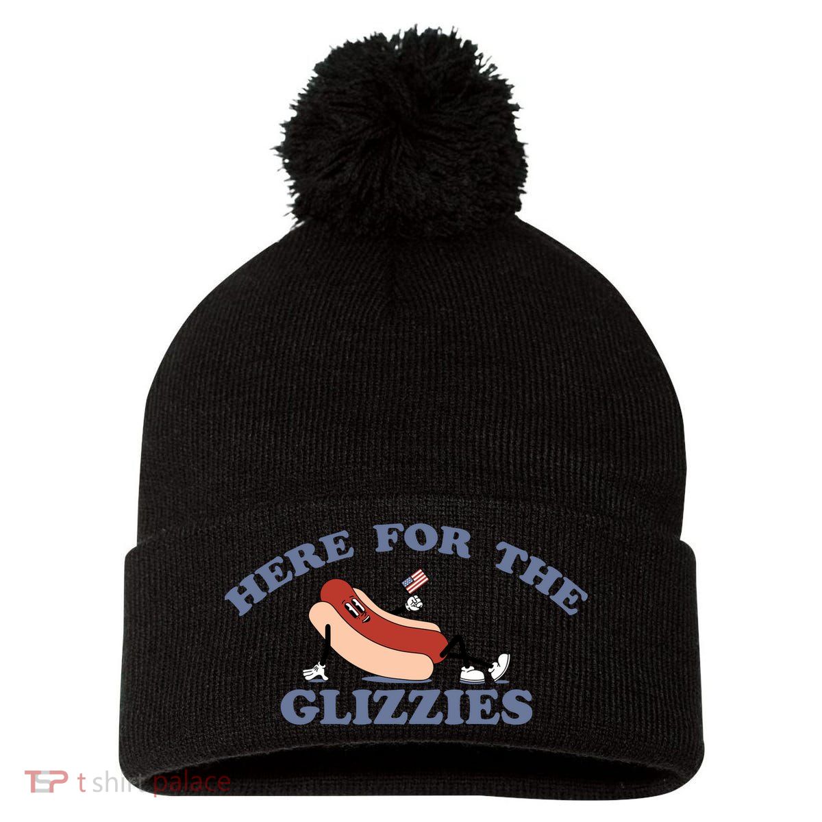 Here For The Glizzies 4th Of July Pom Pom 12in Knit Beanie