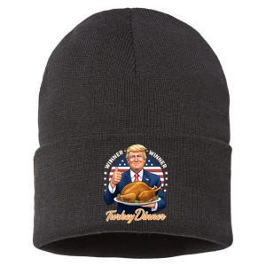 Humor Funny Trump Winner Winner Turkey Dinner Thanksgiving Sustainable Knit Beanie