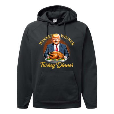 Humor Funny Trump Winner Winner Turkey Dinner Thanksgiving Performance Fleece Hoodie