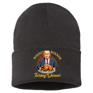 Humor Funny Trump Winner Winner Turkey Dinner Thanksgiving Sustainable Knit Beanie