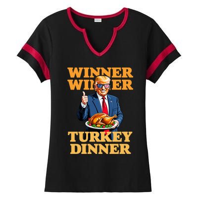 Humor Funny Trump Winner Winner Turkey Dinner Thanksgiving Ladies Halftime Notch Neck Tee