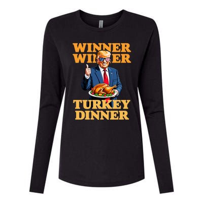 Humor Funny Trump Winner Winner Turkey Dinner Thanksgiving Womens Cotton Relaxed Long Sleeve T-Shirt