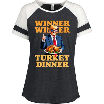 Humor Funny Trump Winner Winner Turkey Dinner Thanksgiving Enza Ladies Jersey Colorblock Tee