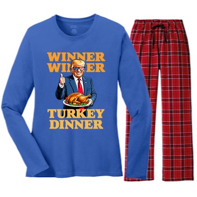 Humor Funny Trump Winner Winner Turkey Dinner Thanksgiving Women's Long Sleeve Flannel Pajama Set 