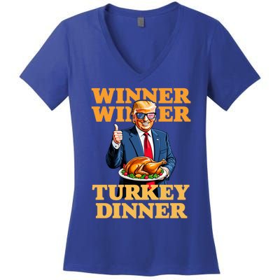 Humor Funny Trump Winner Winner Turkey Dinner Thanksgiving Women's V-Neck T-Shirt