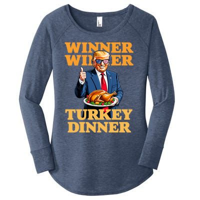 Humor Funny Trump Winner Winner Turkey Dinner Thanksgiving Women's Perfect Tri Tunic Long Sleeve Shirt