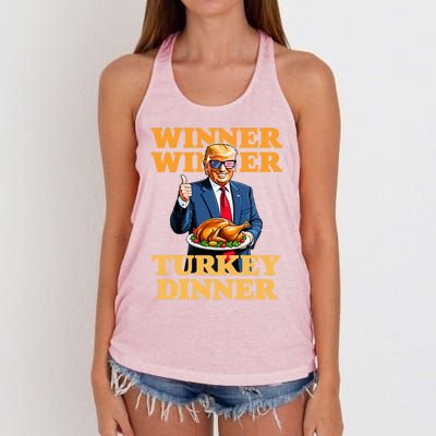 Humor Funny Trump Winner Winner Turkey Dinner Thanksgiving Women's Knotted Racerback Tank