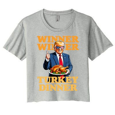 Humor Funny Trump Winner Winner Turkey Dinner Thanksgiving Women's Crop Top Tee