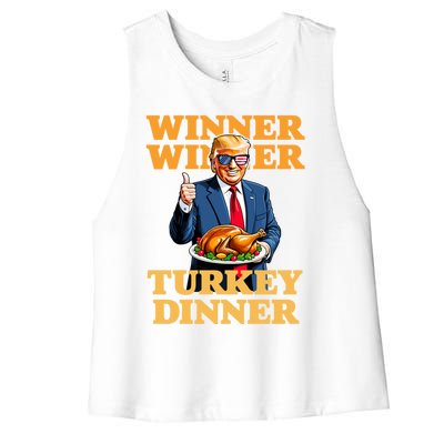 Humor Funny Trump Winner Winner Turkey Dinner Thanksgiving Women's Racerback Cropped Tank