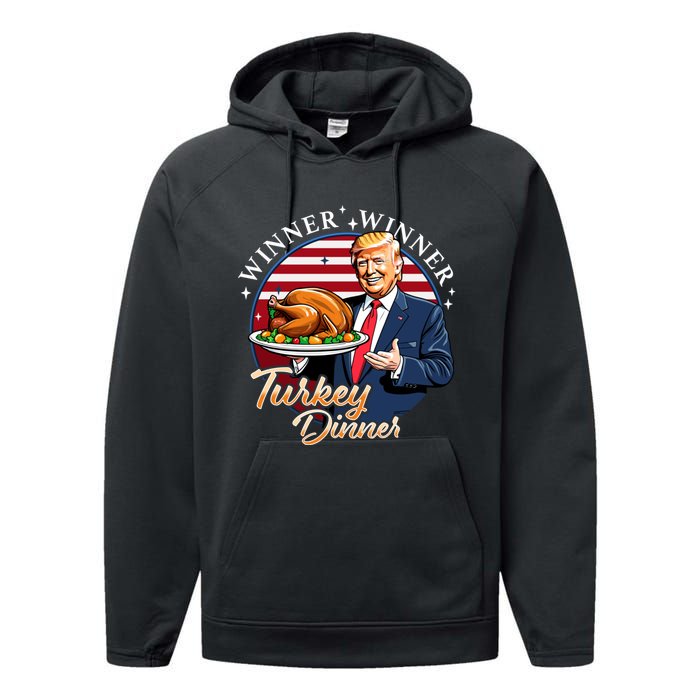 Humor Funny Trump Winner Winner Turkey Dinner Thanksgiving Performance Fleece Hoodie