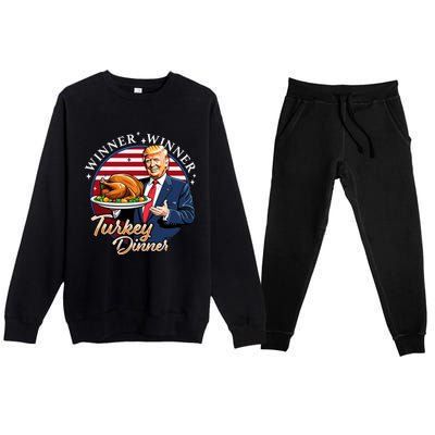 Humor Funny Trump Winner Winner Turkey Dinner Thanksgiving Premium Crewneck Sweatsuit Set