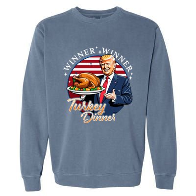 Humor Funny Trump Winner Winner Turkey Dinner Thanksgiving Garment-Dyed Sweatshirt