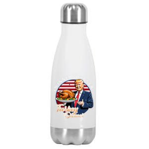 Humor Funny Trump Winner Winner Turkey Dinner Thanksgiving Stainless Steel Insulated Water Bottle