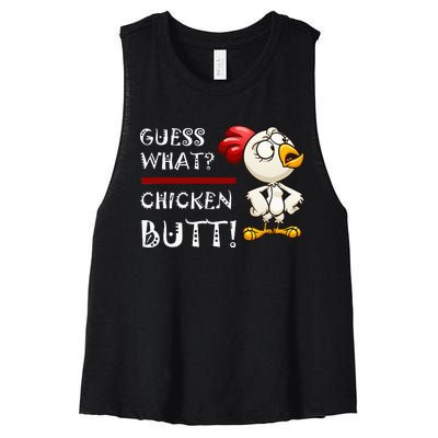 Howdy from the Chicken Coop  Guess What Chicken Butt! Women's Racerback Cropped Tank