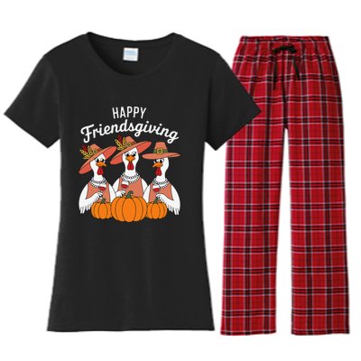 Happy Friendsgiving Thanksgiving Friends Matching Outfit Women's Flannel Pajama Set