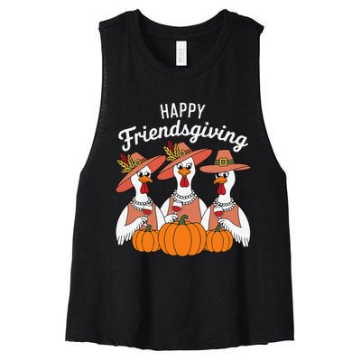 Happy Friendsgiving Thanksgiving Friends Matching Outfit Women's Racerback Cropped Tank