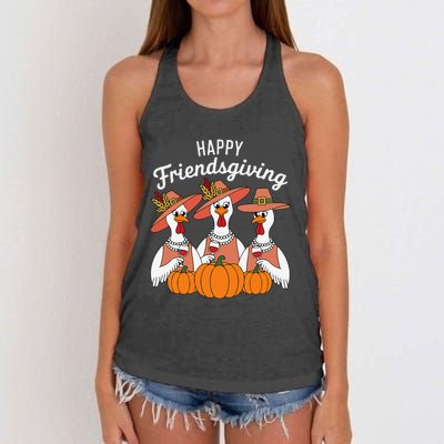 Happy Friendsgiving Thanksgiving Friends Matching Outfit Women's Knotted Racerback Tank